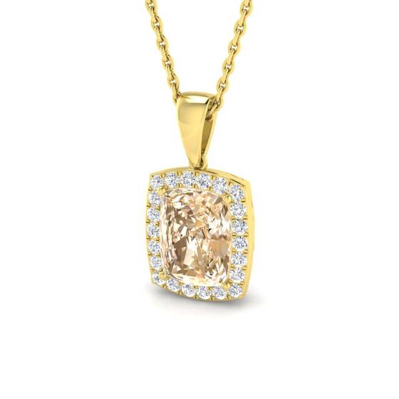 1.70ct VS/E-F Morganite and Diamond Gemstone Pendant