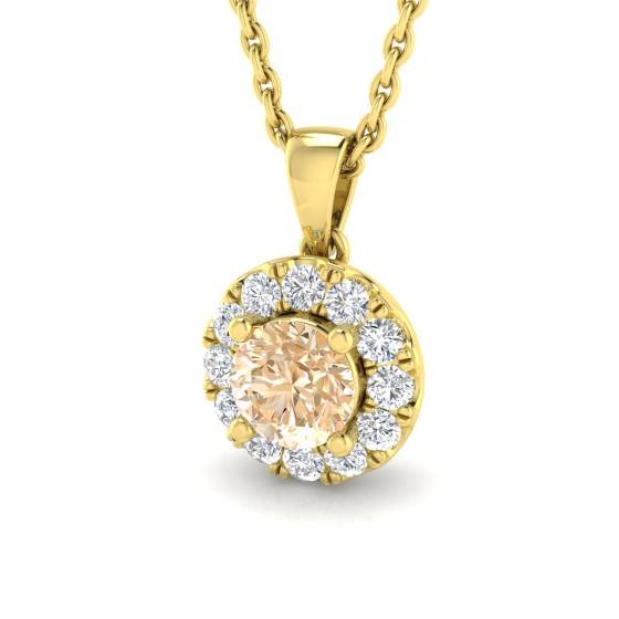 0.75ct VS/E-F Morganite and Diamond Gemstone Pendant