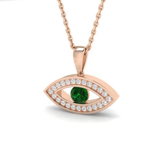 0.25ct VS/E-F Round Emerald Gemstone and Diamond Designer Pendant