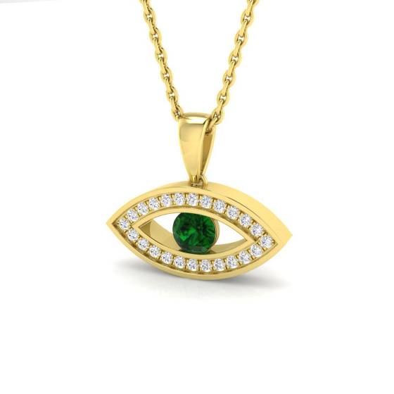 0.25ct VS/E-F Round Emerald Gemstone and Diamond Designer Pendant