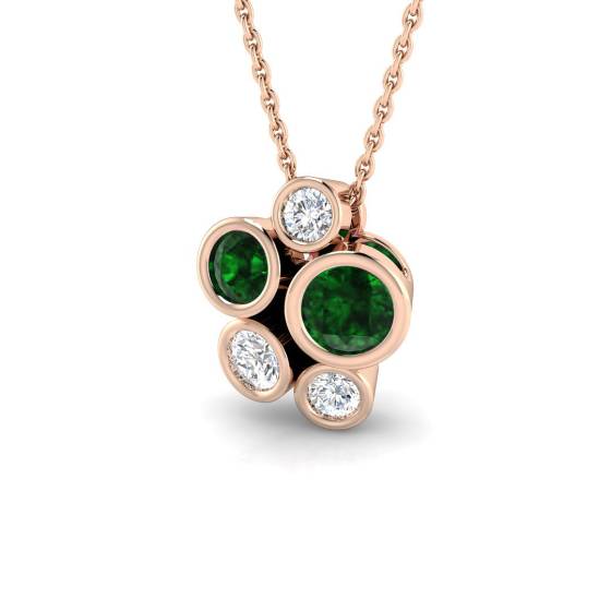 0.80ct VS/E-F Round Emerald Gemstone and Diamond Designer Pendant