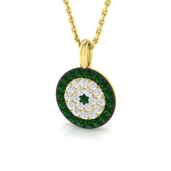 0.40ct VS/E-F Round Emerald Gemstone and Diamond Designer Pendant
