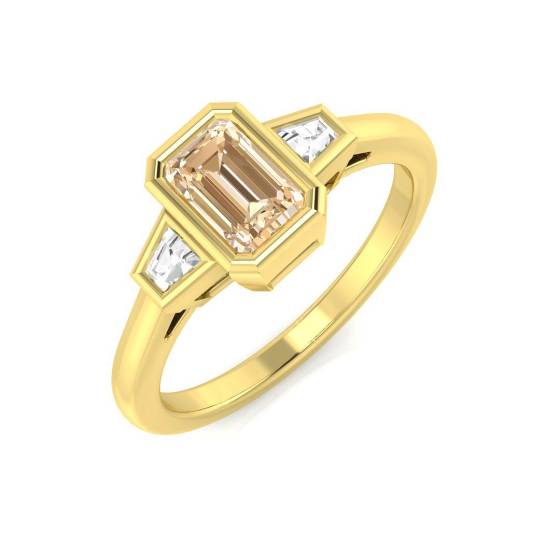 0.10ct VS/E-F Morganite and Diamond Gemstone Bezel Set Ring