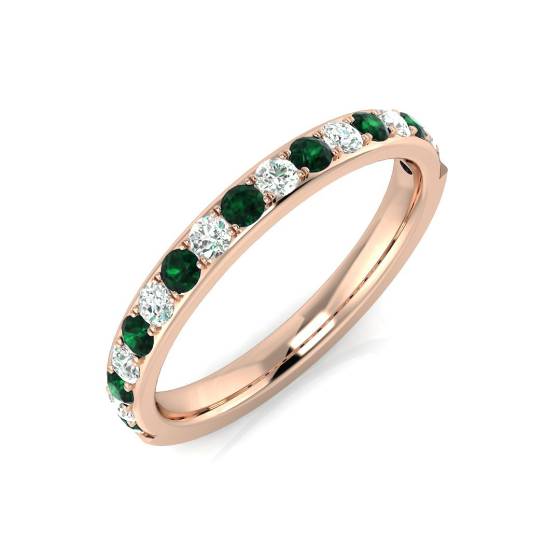 0.45ct VS/E-F Emerald and Diamond Half Eternity Gemstone Ring