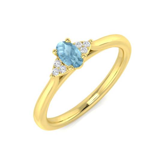 Oval Aquamarine and Baguette Diamond Side Stone Ring