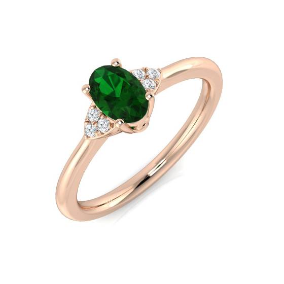 0.40ct VS/E-F Trilogy Emerald and Diamond Gemstone Ring