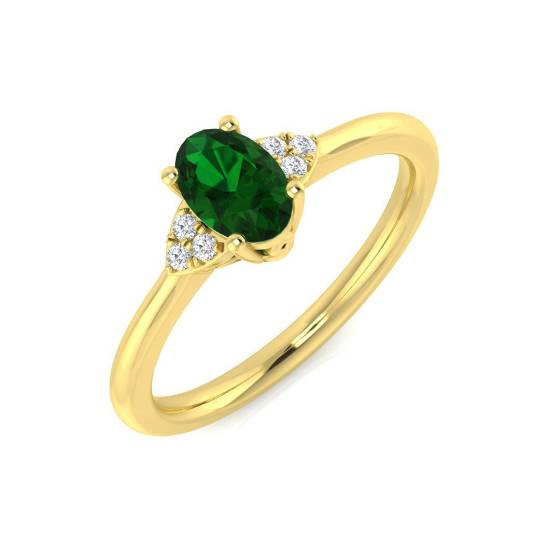 0.40ct VS/E-F Trilogy Emerald and Diamond Gemstone Ring