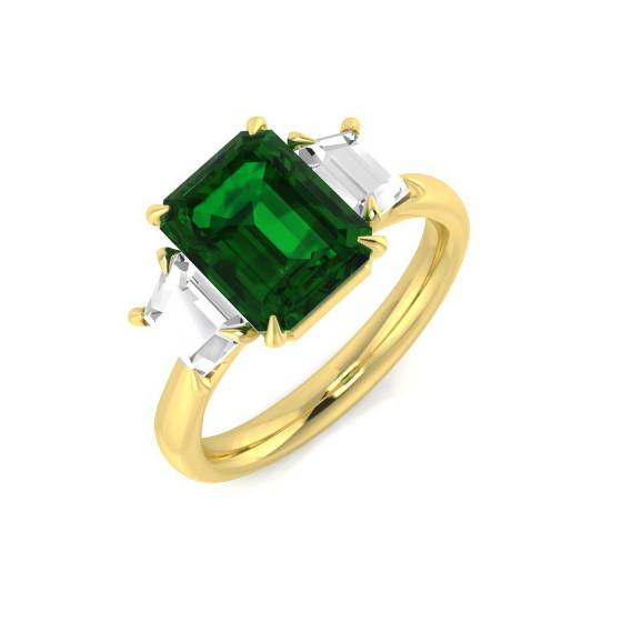 3.70ct VS/E-F Trilogy Emerald and Diamond Gemstone Ring