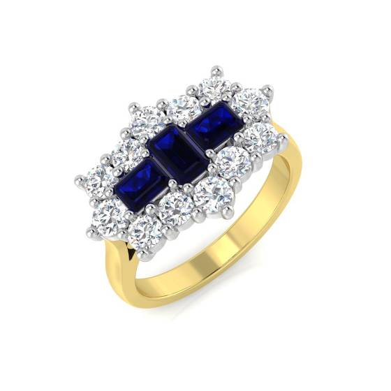 Blue Sapphire and Round Diamond Dress Ring