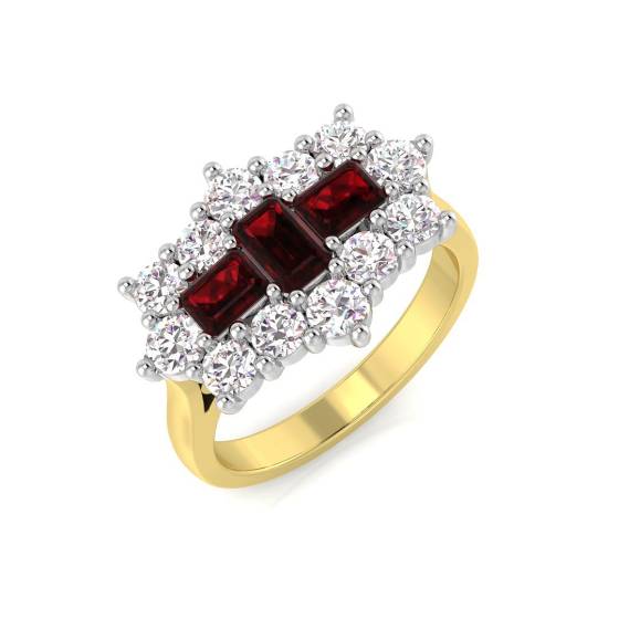 Ruby Gemstone and Round Diamond Dress Ring