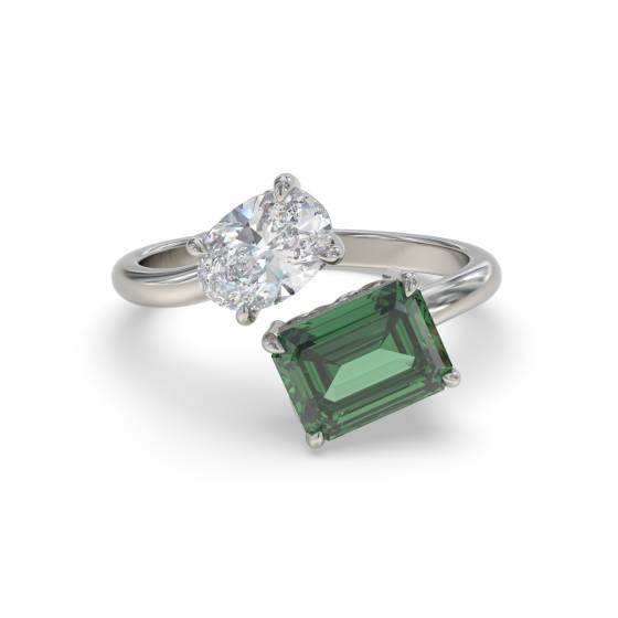 1.45ct VS/E-F Designer Set Emerald and Diamond Gemstone Ring
