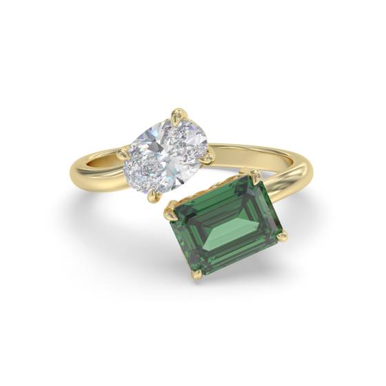 1.45ct VS/E-F Designer Set Emerald and Diamond Gemstone Ring