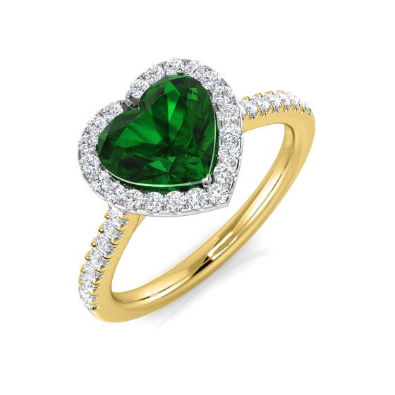 1.45ct VS/E-F Halo Shoulder Set Emerald and Diamond Gemstone Ring