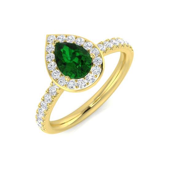 0.90ct VS/E-F Emerald and Diamond Shoulder Set Ring