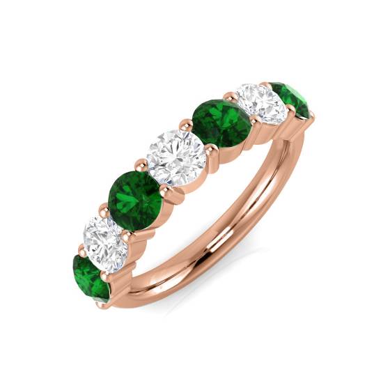 2.00ct VS/E-F Emerald and Diamond Half Eternity Gemstone Ring