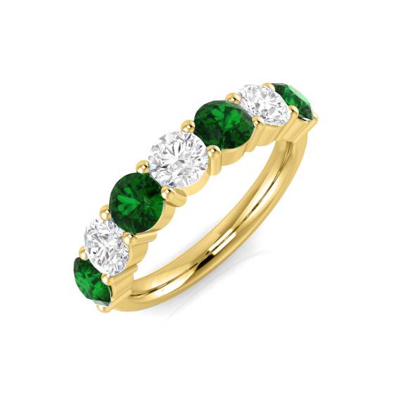 2.00ct VS/E-F Emerald and Diamond Half Eternity Gemstone Ring