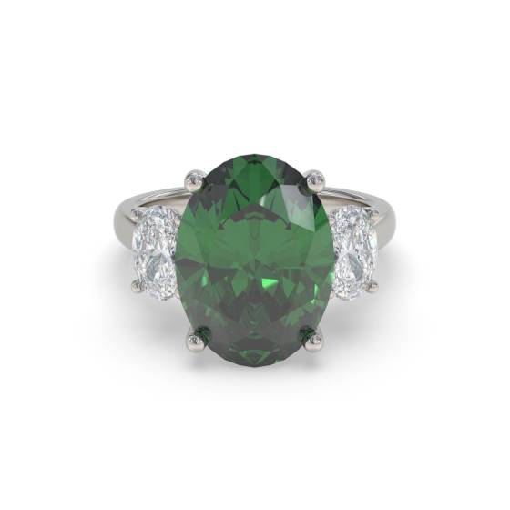 6.70ct VS/E-F Trilogy Emerald and Diamond Gemstone Ring