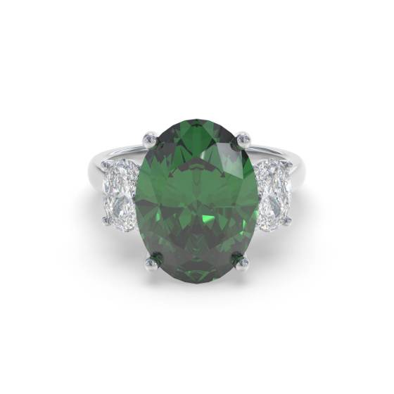 6.70ct VS/E-F Trilogy Emerald and Diamond Gemstone Ring
