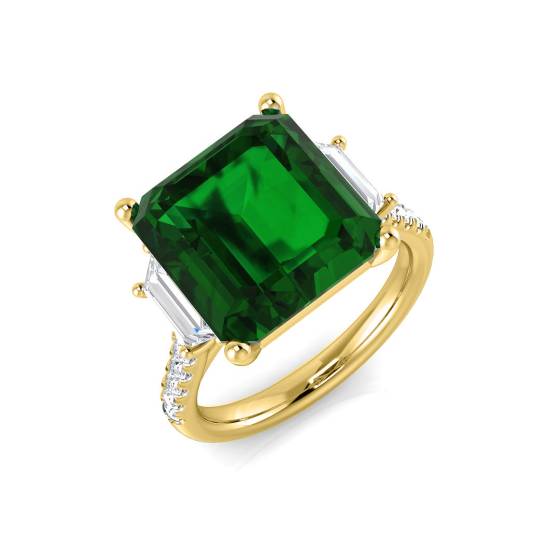 7.60ct VS/E-F Trilogy Emerald and Diamond Gemstone Ring