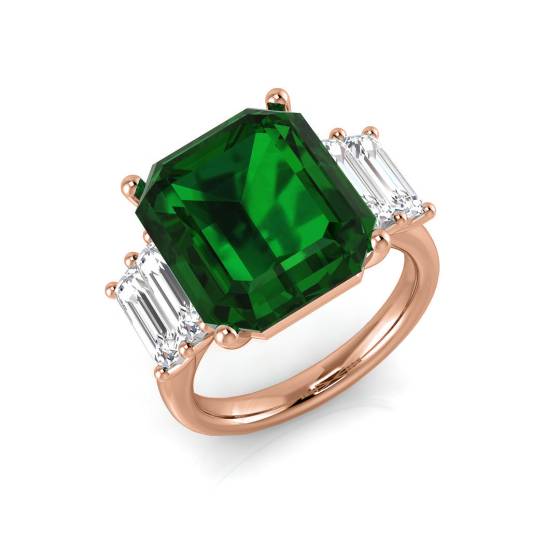 9.00ct VS/E-F Trilogy Emerald and Diamond Gemstone Ring