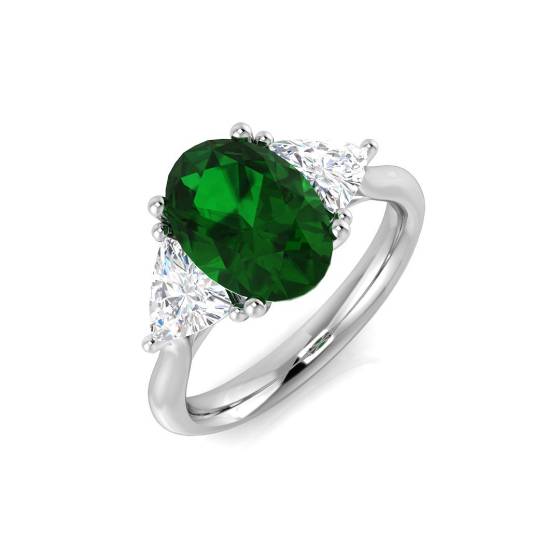 2.80ct VS/E-F Trilogy Emerald and Diamond Gemstone Ring