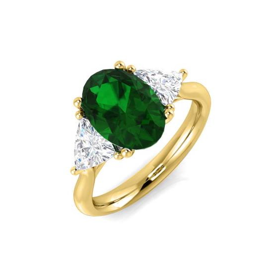 2.80ct VS/E-F Trilogy Emerald and Diamond Gemstone Ring