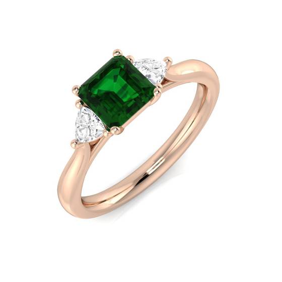1.25ct VS/E-F Trilogy Emerald and Diamond Gemstone Ring