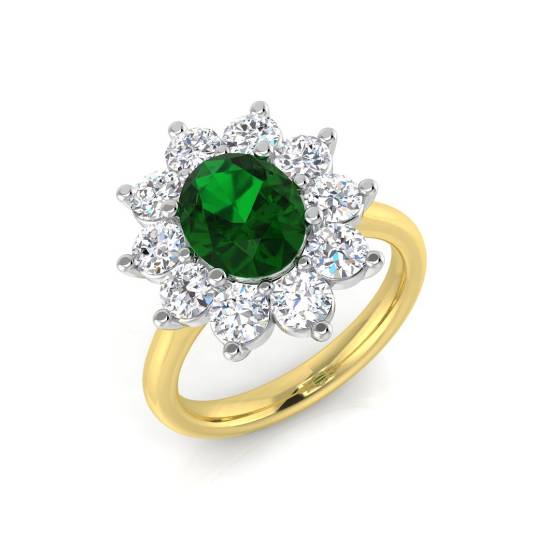3.15ct VS/E-F Emerald and Diamond Halo Ring