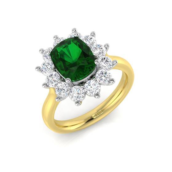 5.50ct VS/E-F Halo Set Emerald and Diamond Gemstone Ring