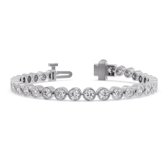 Classic Single Row Diamond Bezel Set Tennis Bracelet