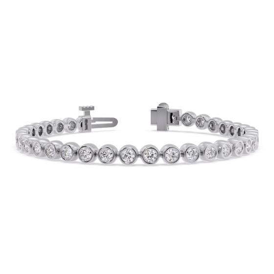 Classic Single Row Diamond Bezel Set Tennis Bracelet