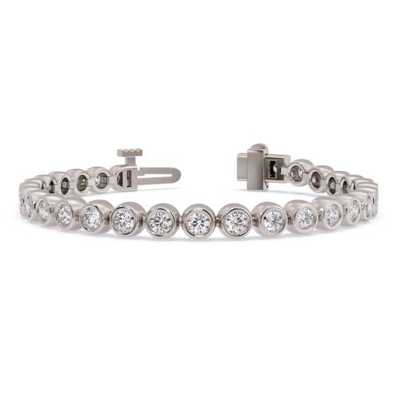 Classic Single Row Diamond Bezel Set Tennis Bracelet