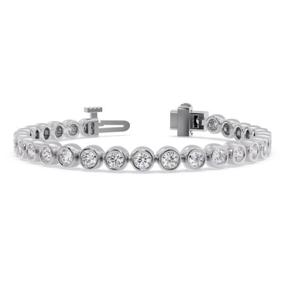 Classic Single Row Diamond Bezel Set Tennis Bracelet