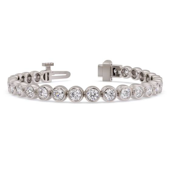 Classic Single Row Diamond Bezel Set Tennis Bracelet