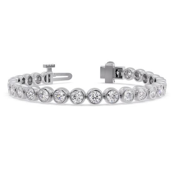 Classic Single Row Diamond Bezel Set Tennis Bracelet