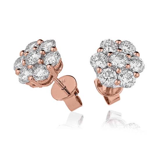 2.00ct Classic Round Diamond Cluster Earrings