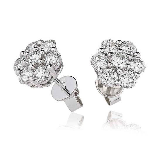 2.00ct Classic Round Diamond Cluster Earrings