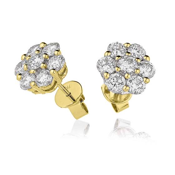 2.00ct Classic Round Diamond Cluster Earrings