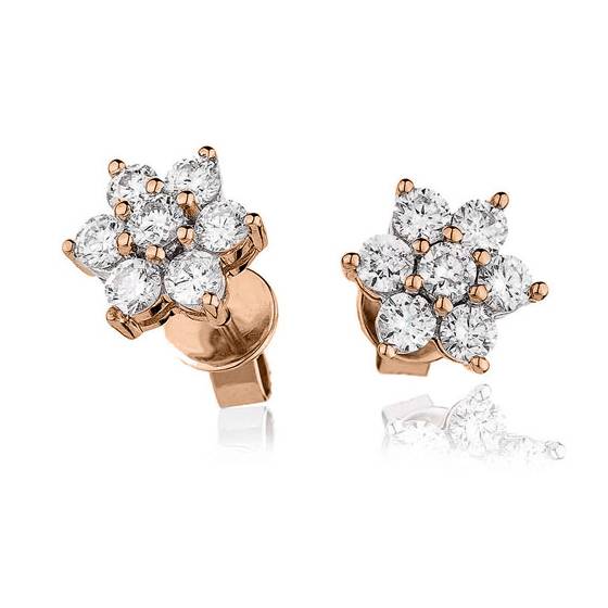 Classic Round Diamond Cluster Earrings