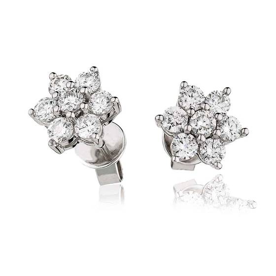 Classic Round Diamond Cluster Earrings