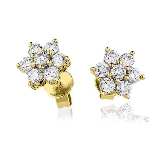 Classic Round Diamond Cluster Earrings