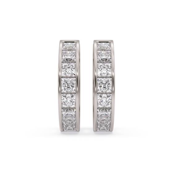 1.00ct Princess Cut Diamond Hoop Earrings