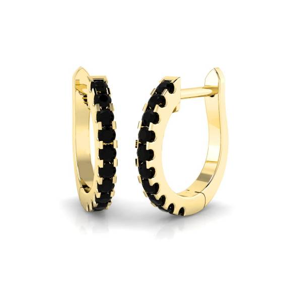 Round Black Diamond Hoop Earrings