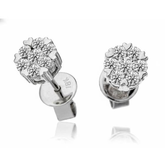 Classic Round Diamond Cluster Earrings
