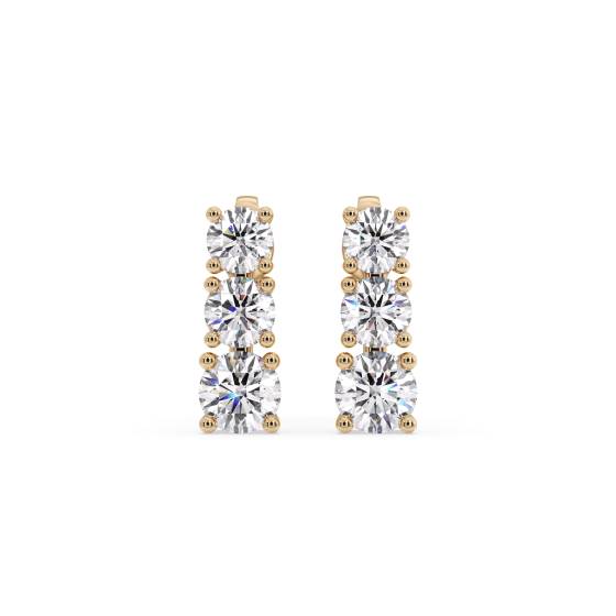0.75ct VS/F-G Natural Round Diamond Drop Earrings in 18k Yellow Gold