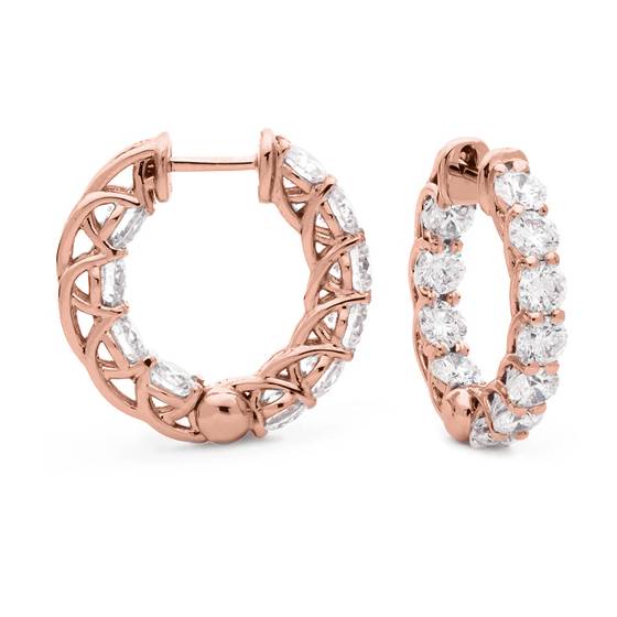 3.70ct Modern Round Diamond Hoop Earrings