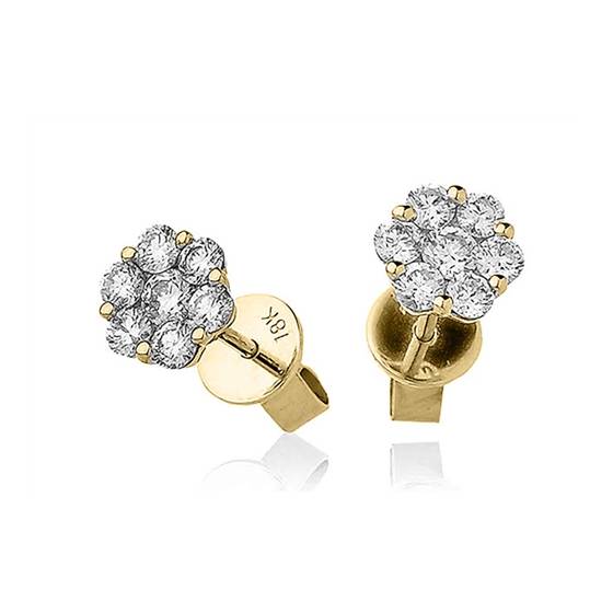 0.75ct VS/F-G Round Natural Diamond Cluster Earrings
