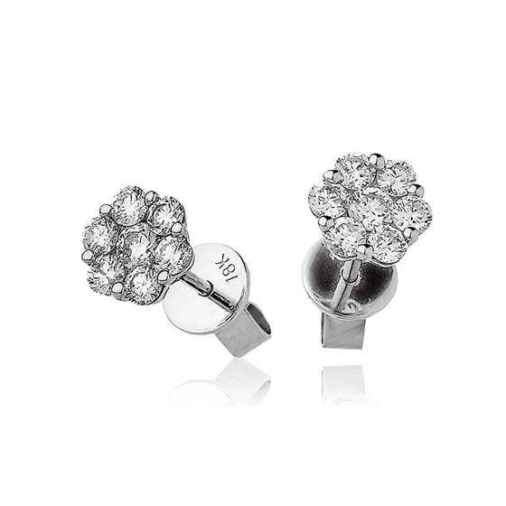Classic Round Diamond Cluster Earrings