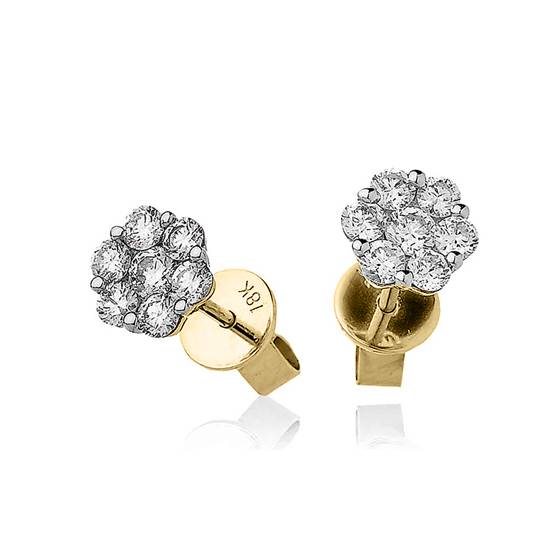 Classic Round Diamond Cluster Earrings