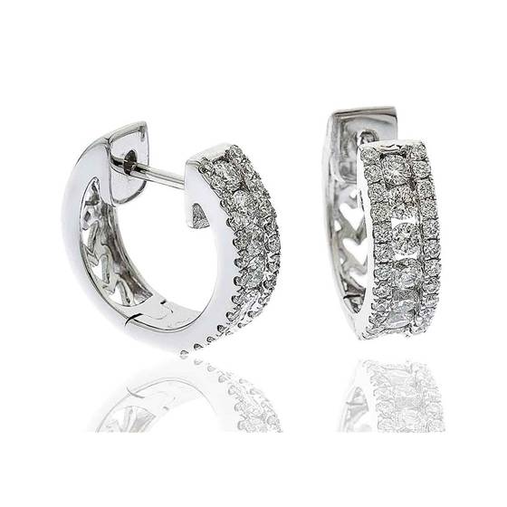 0.70ct Elegant Round Diamond Hoop Earrings